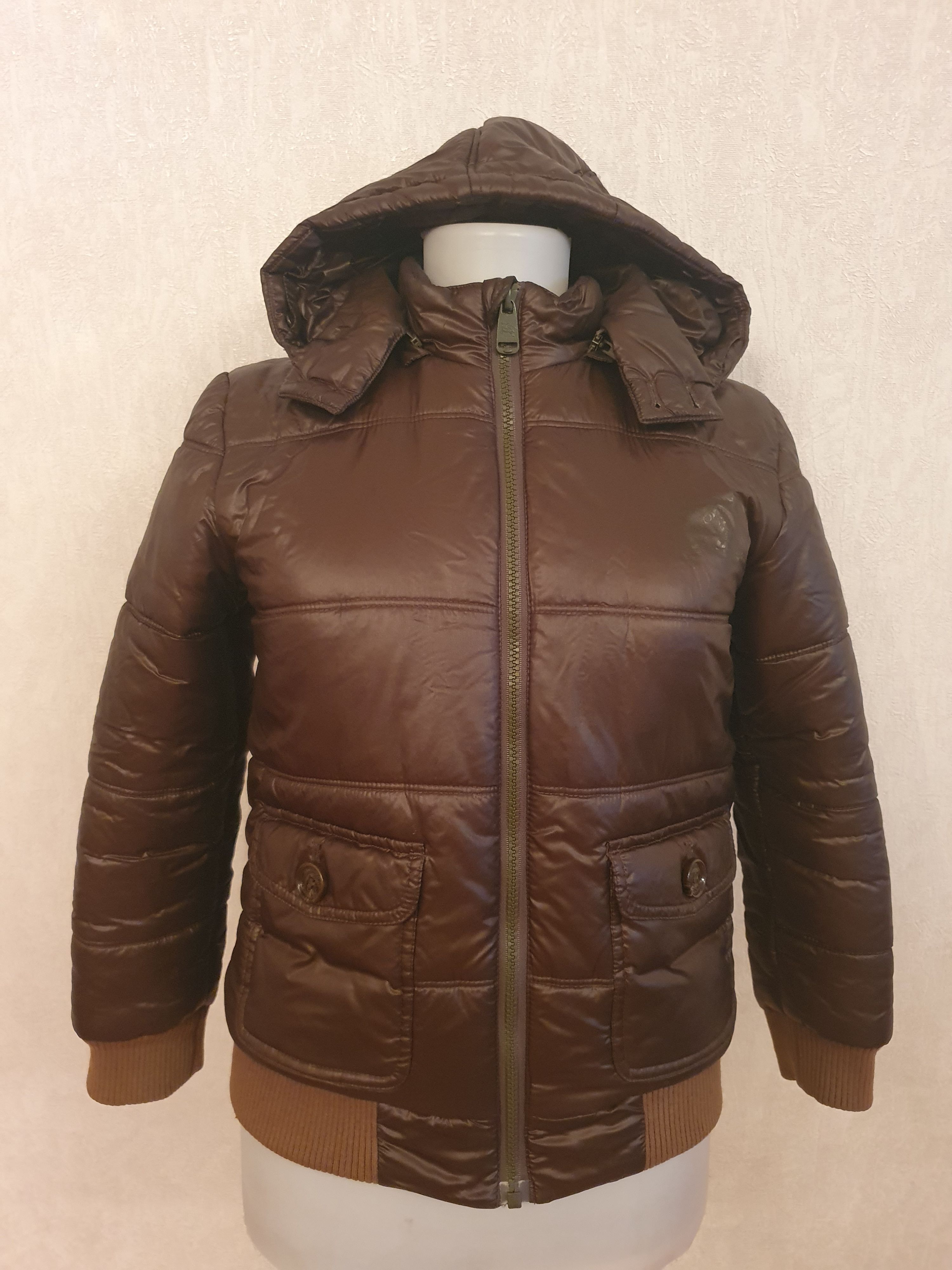 Boys Preowned Burberry Brown nylon padded jacket Size 10 Years + polyester