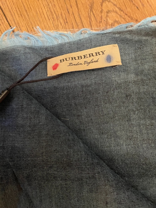 Burberry Slate Blue Wool  Silk Scarf