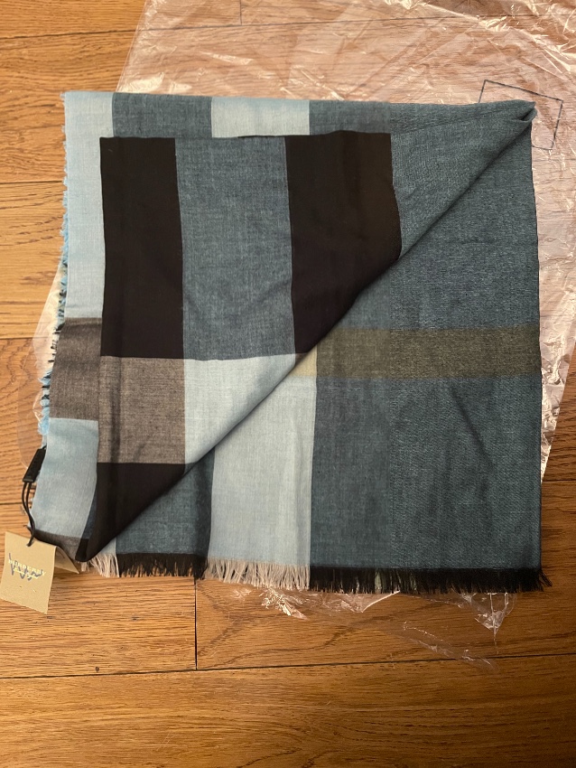 Burberry Slate Blue Wool  Silk Scarf