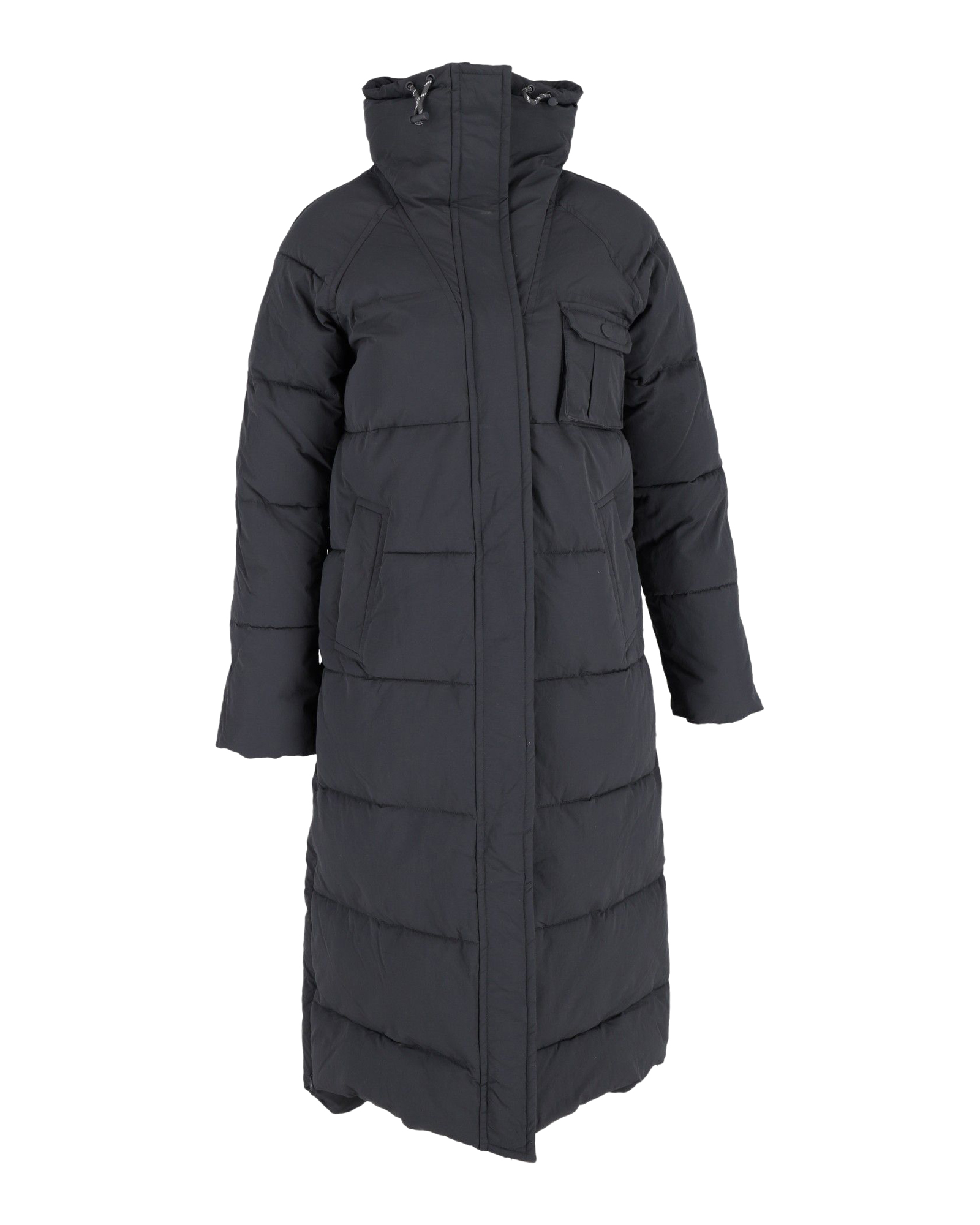 Ganni Charcoal Grey Longline Puffer Coat Size XXS