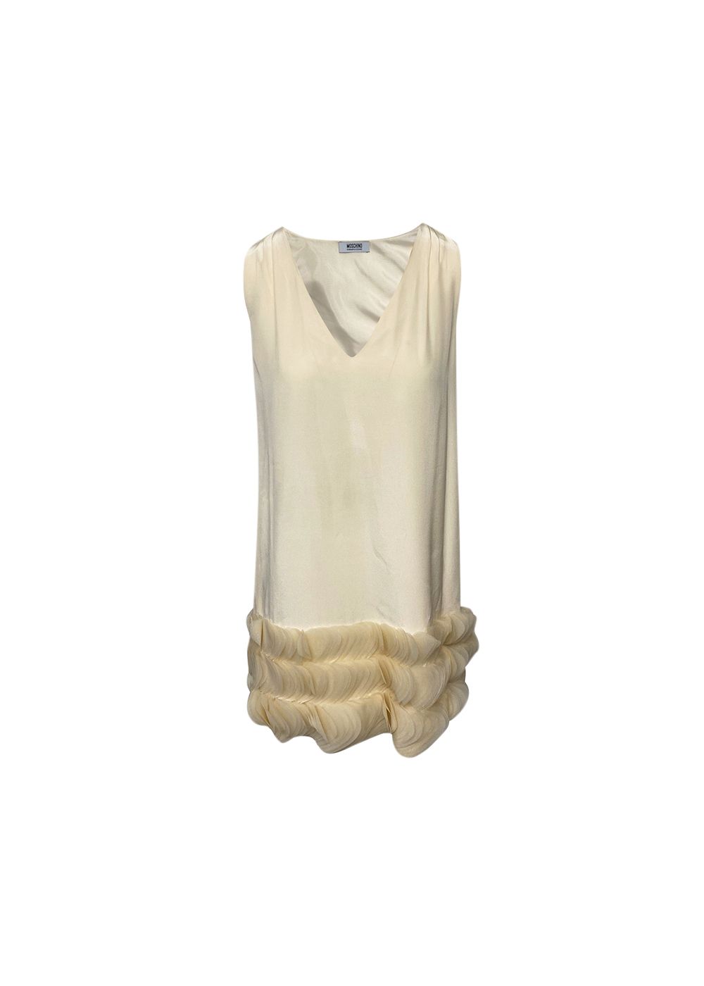 Preowned Moschino Cream silk crepe shift dress Size S white