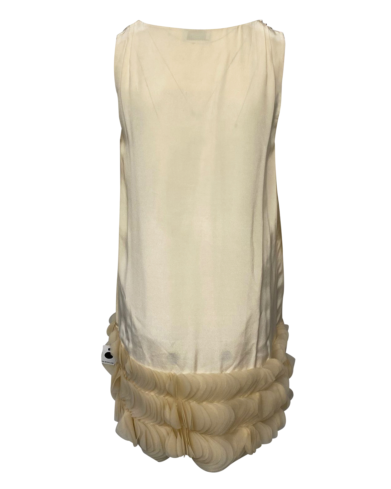 Preowned Moschino Cream silk crepe shift dress Size S white