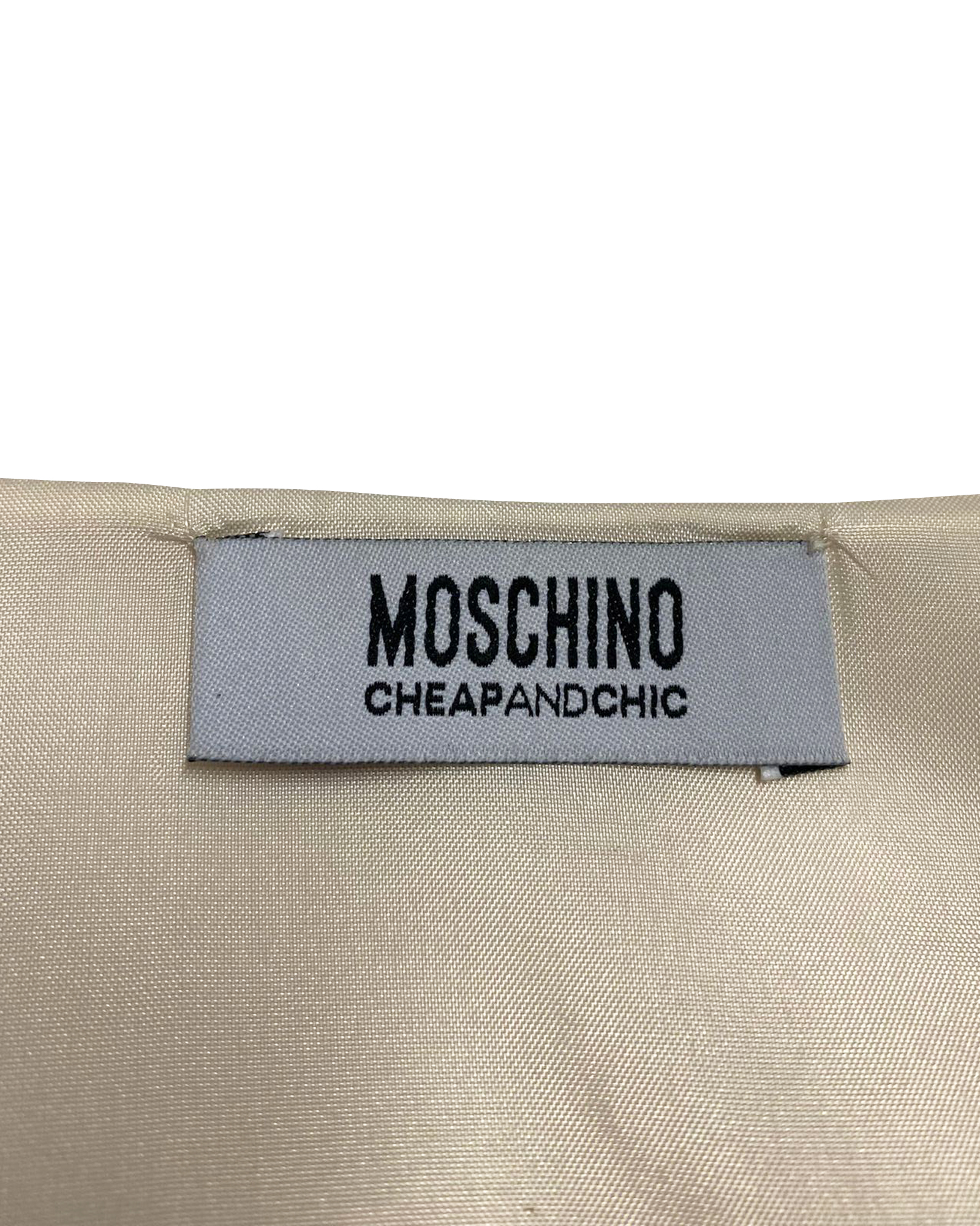 Preowned Moschino Cream silk crepe shift dress Size S white