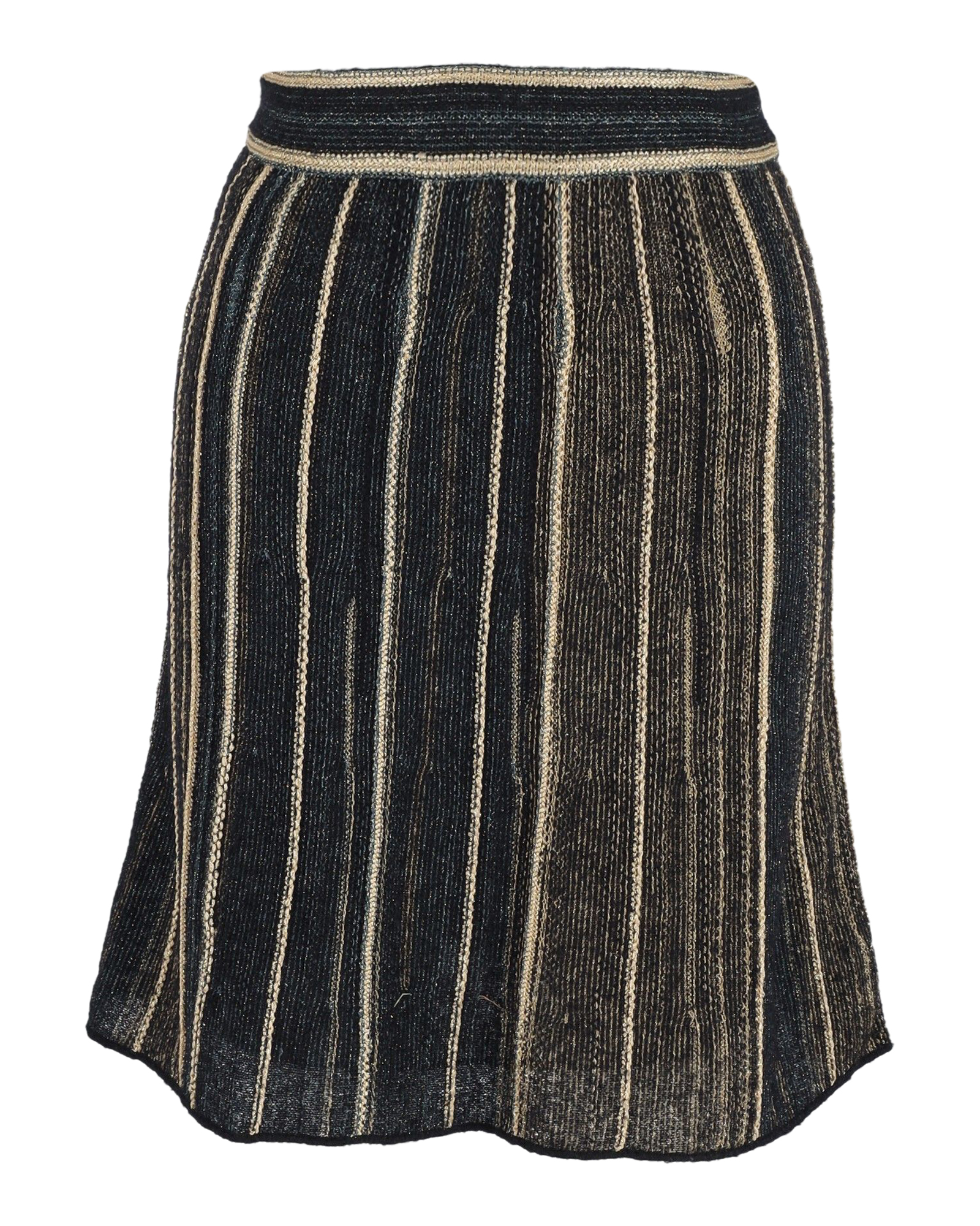 Preowned Missoni Metallic Striped Midi Skirt Size 38 gold cellulose fibre/viscose