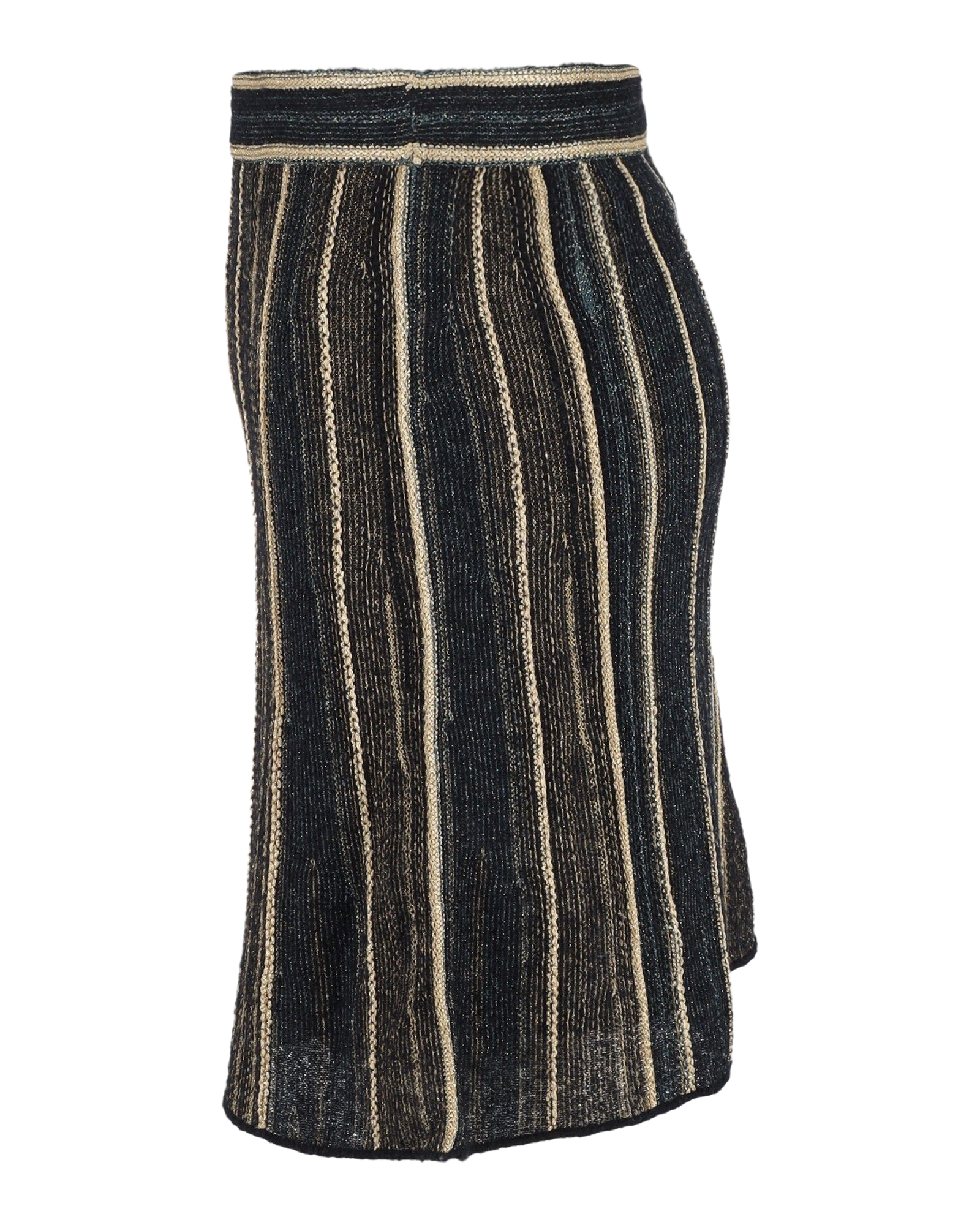 Preowned Missoni Metallic Striped Midi Skirt Size 38 gold cellulose fibre/viscose