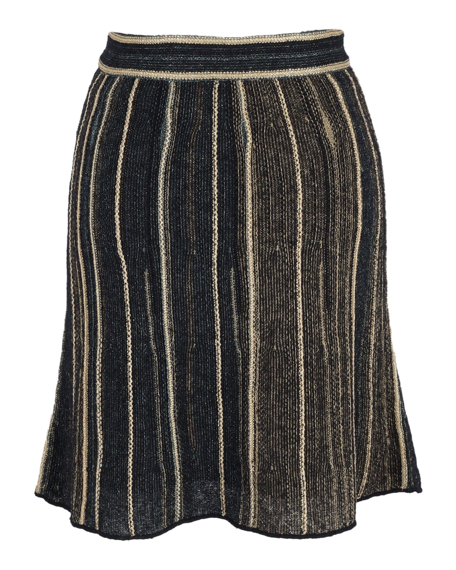 Preowned Missoni Metallic Striped Midi Skirt Size 38 gold cellulose fibre/viscose