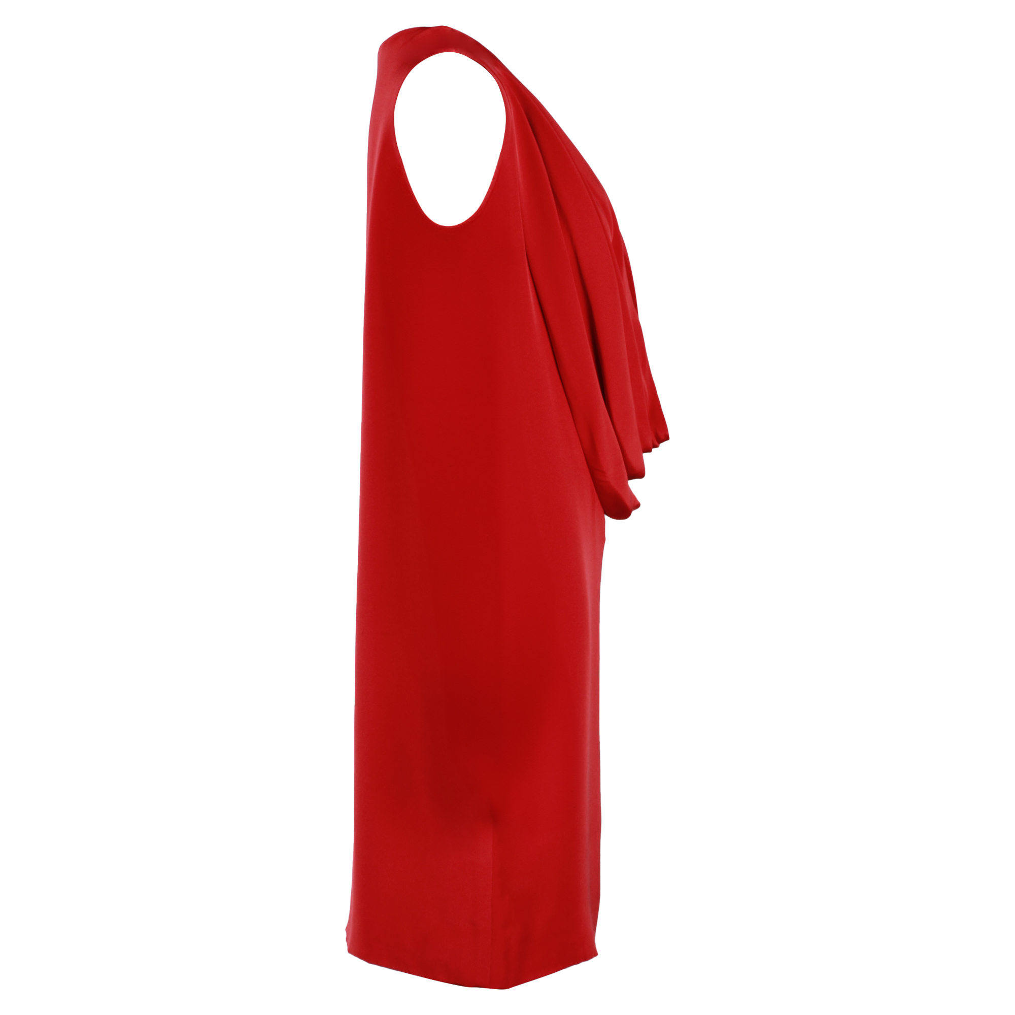 Saint Laurent Red Cowl Neck Silk Mini Dress Size S