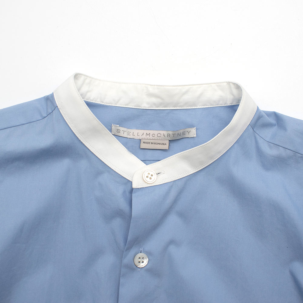 Preowned Stella McCartney Blue Cotton Men's Shirt with Mandarin Collar Size 155