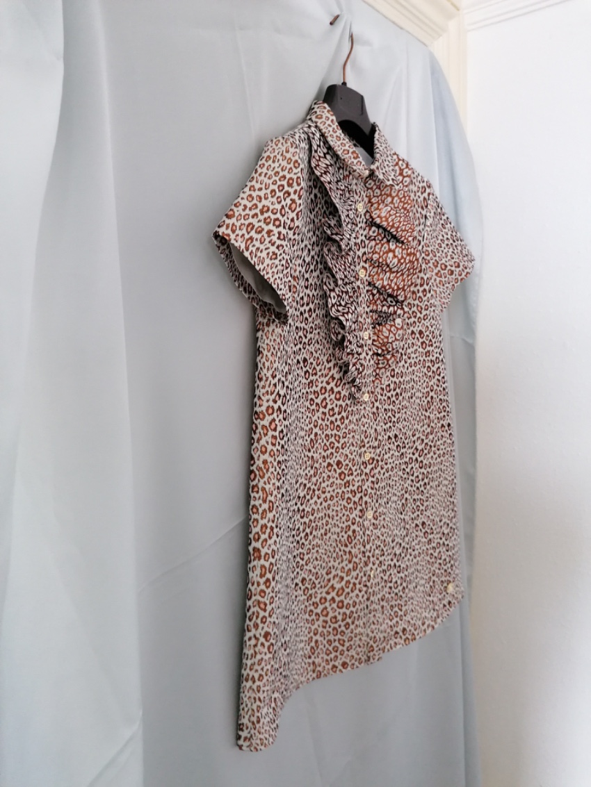 Boys Roberto Cavalli Junior 10Y Animal Print Ruffle Front Dress Size 10 Years + Beige/Nude polyester