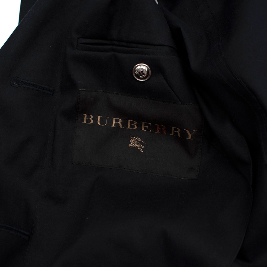 Preowned Burberry Navy Trench Coat with beaded details Size S Blue cotton