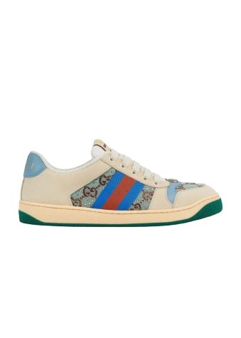 Preowned Gucci Blue Crystal Embellished Screener Trainers Size 37 blue/brown/beige/green canvas/leather