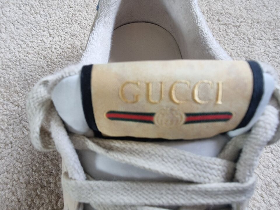 Preowned Gucci Blue Crystal Embellished Screener Trainers Size 37 blue/brown/beige/green canvas/leather