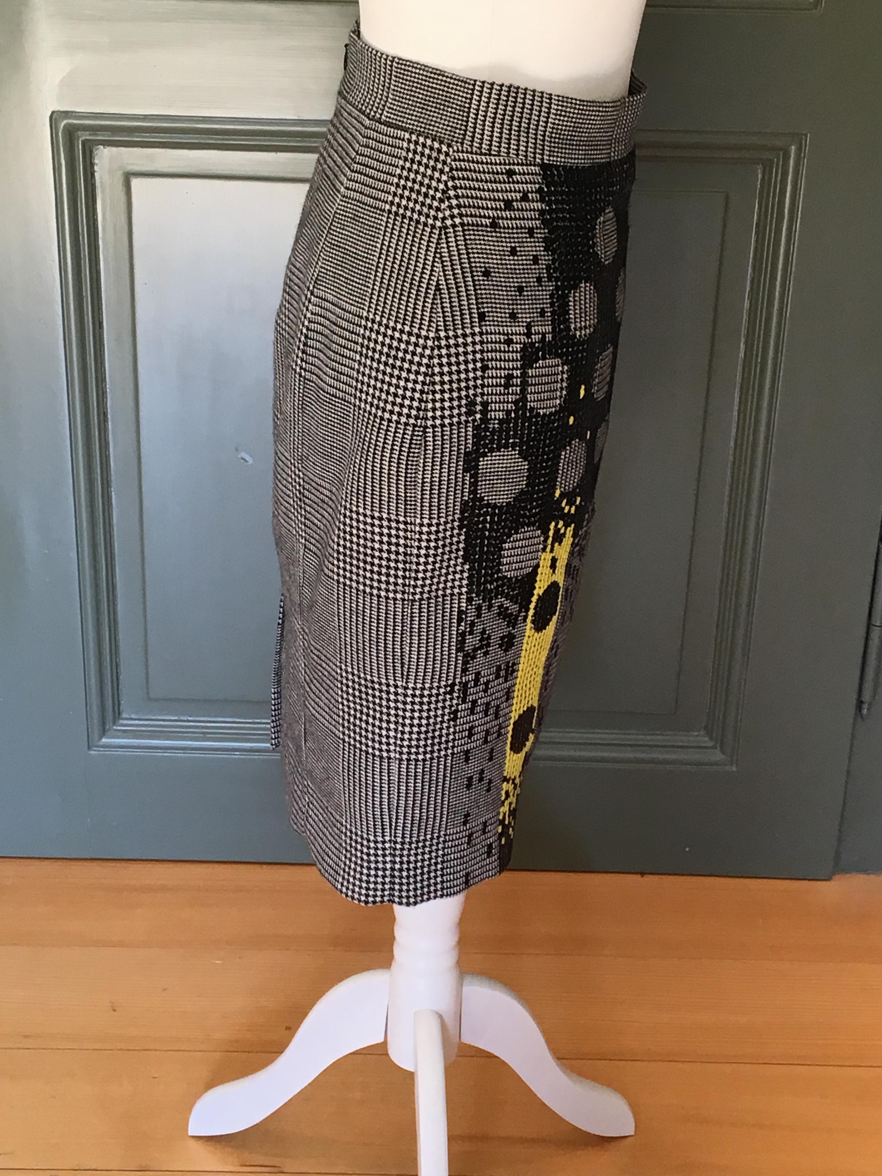 Preowned Versace Collection Sequin Houndstooth Skirt Size S Black wool