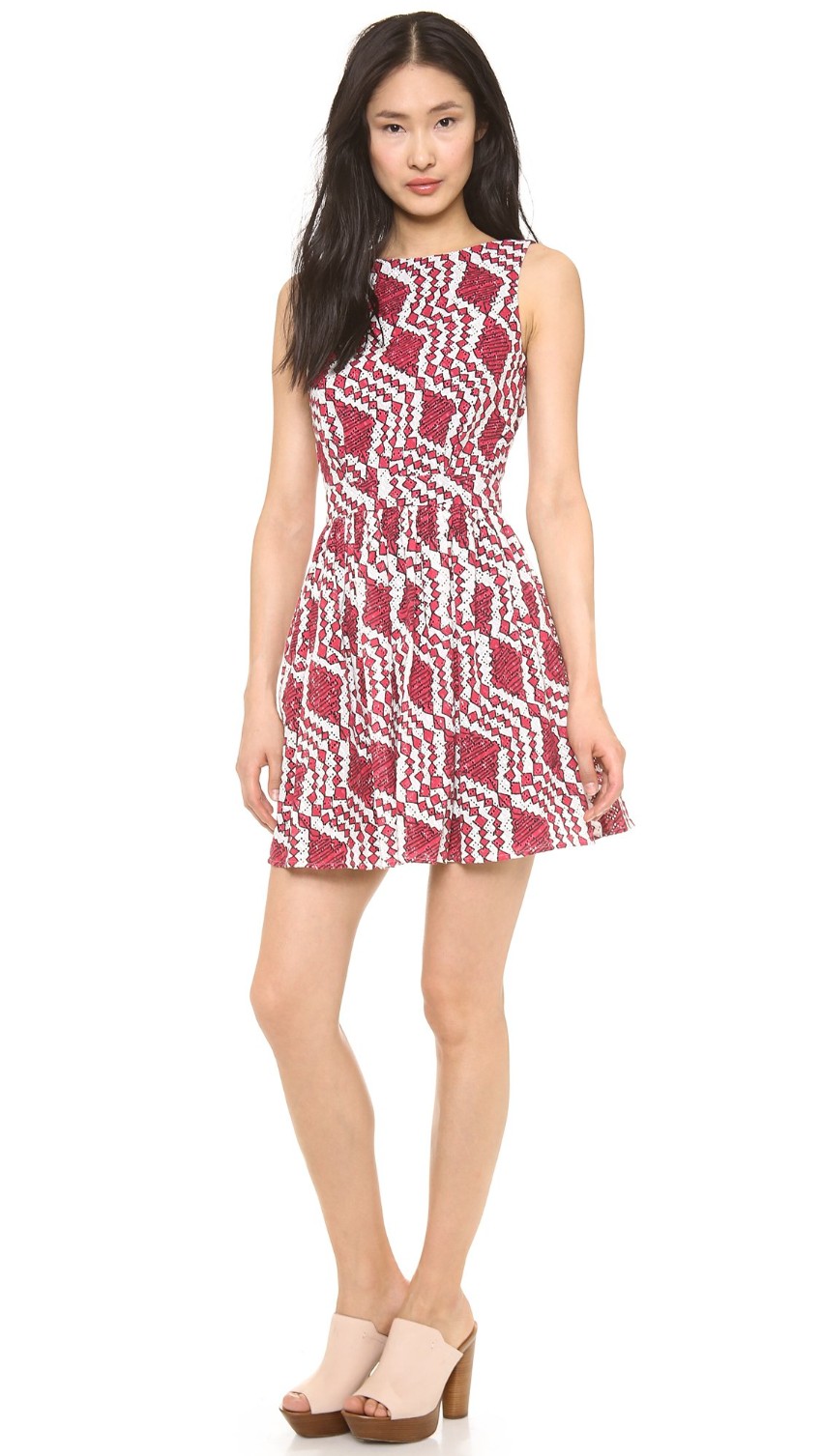 Thakoon Addition Embroidered Mini Dress Size XS Red cotton