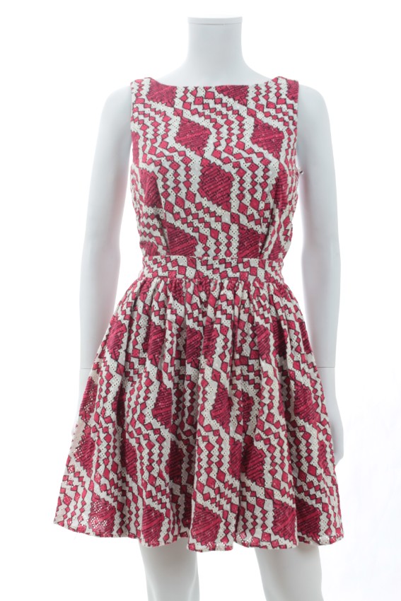 Thakoon Addition Embroidered Mini Dress Size XS Red cotton