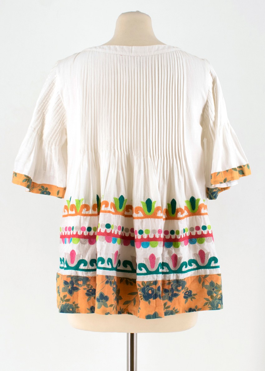 Hemant and Nandita embroidered cotton and silk-blend top Size XS White