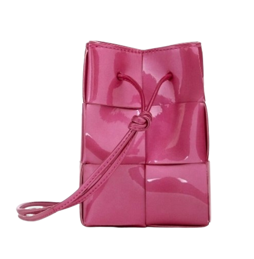 Bottega Veneta Pink Patent Cassette Mini Bucket Bag