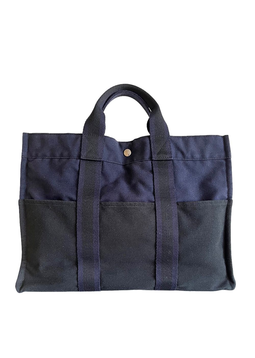 Preowned Hermes Navy  Black Canvas Toto Bag Size M Navy blue / Black cloth