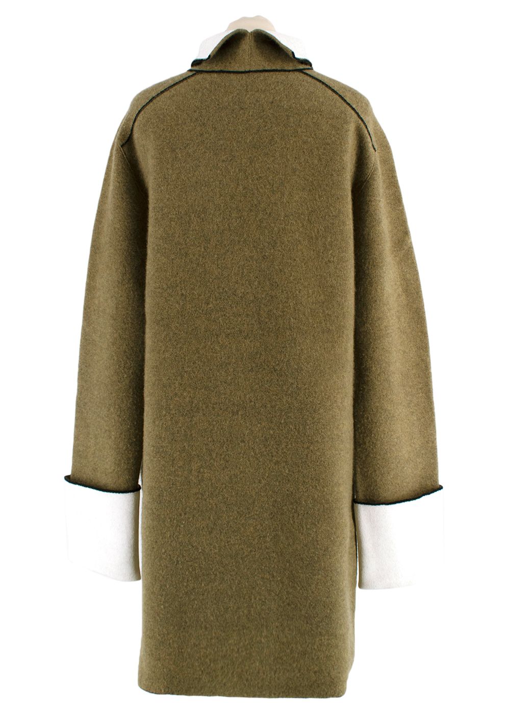 Celine by Phoebe Philo Khaki  Cream Wool  Cashmere Blend Dress Size S green viscose/laine/polyester