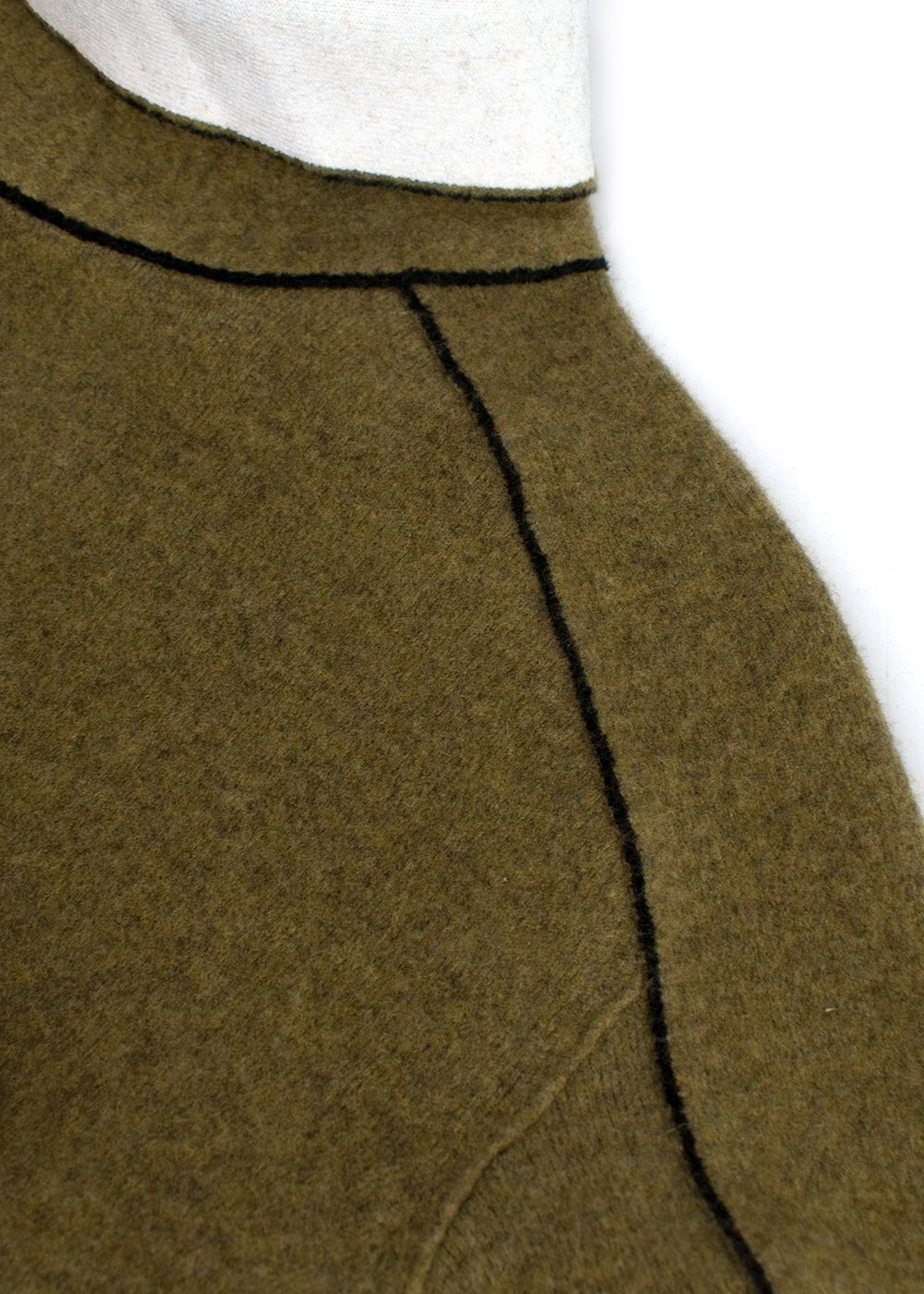 Celine by Phoebe Philo Khaki  Cream Wool  Cashmere Blend Dress Size S green viscose/laine/polyester