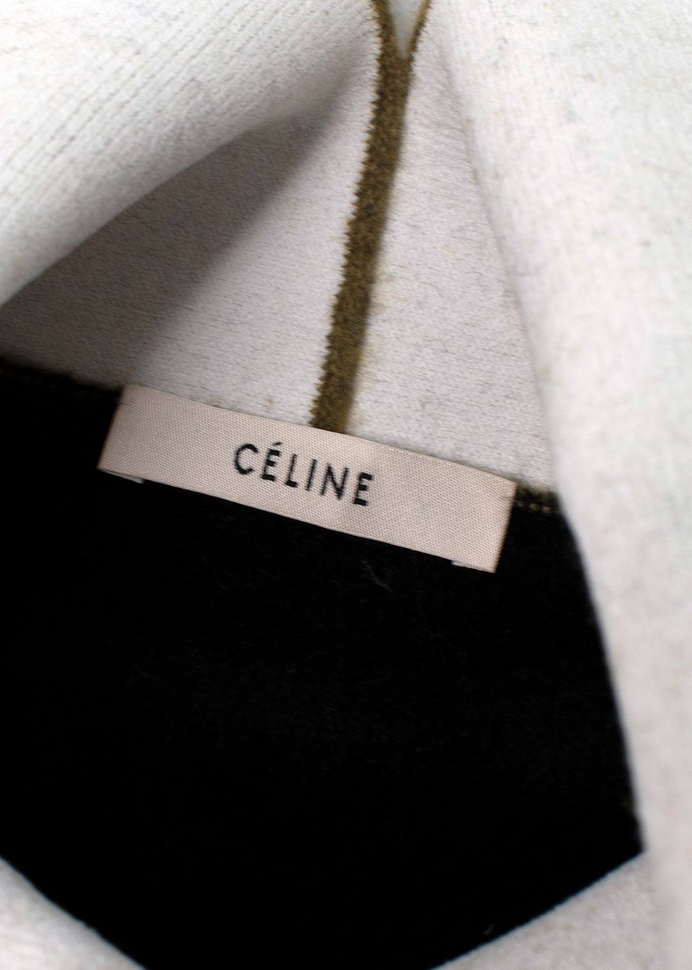 Celine by Phoebe Philo Khaki  Cream Wool  Cashmere Blend Dress Size S green viscose/laine/polyester