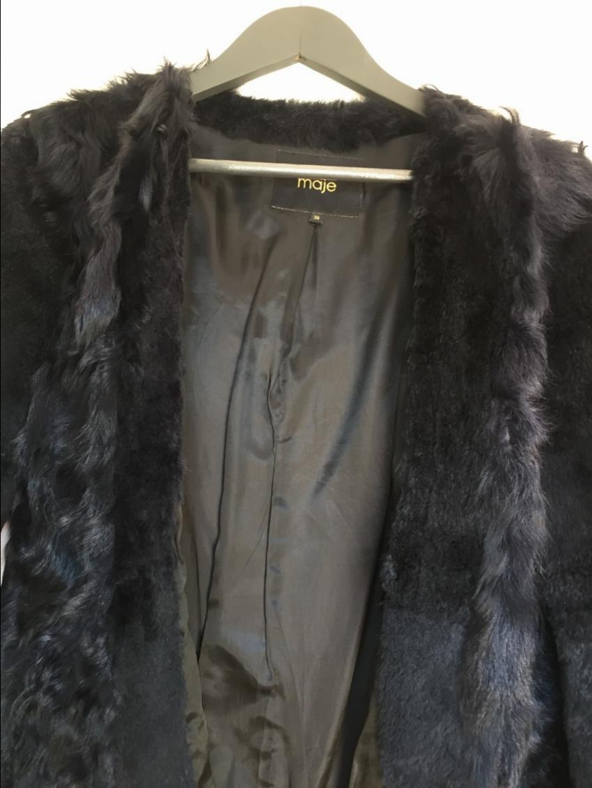 Preowned Maje Blue lamb and rabbit Fur Coat Size S