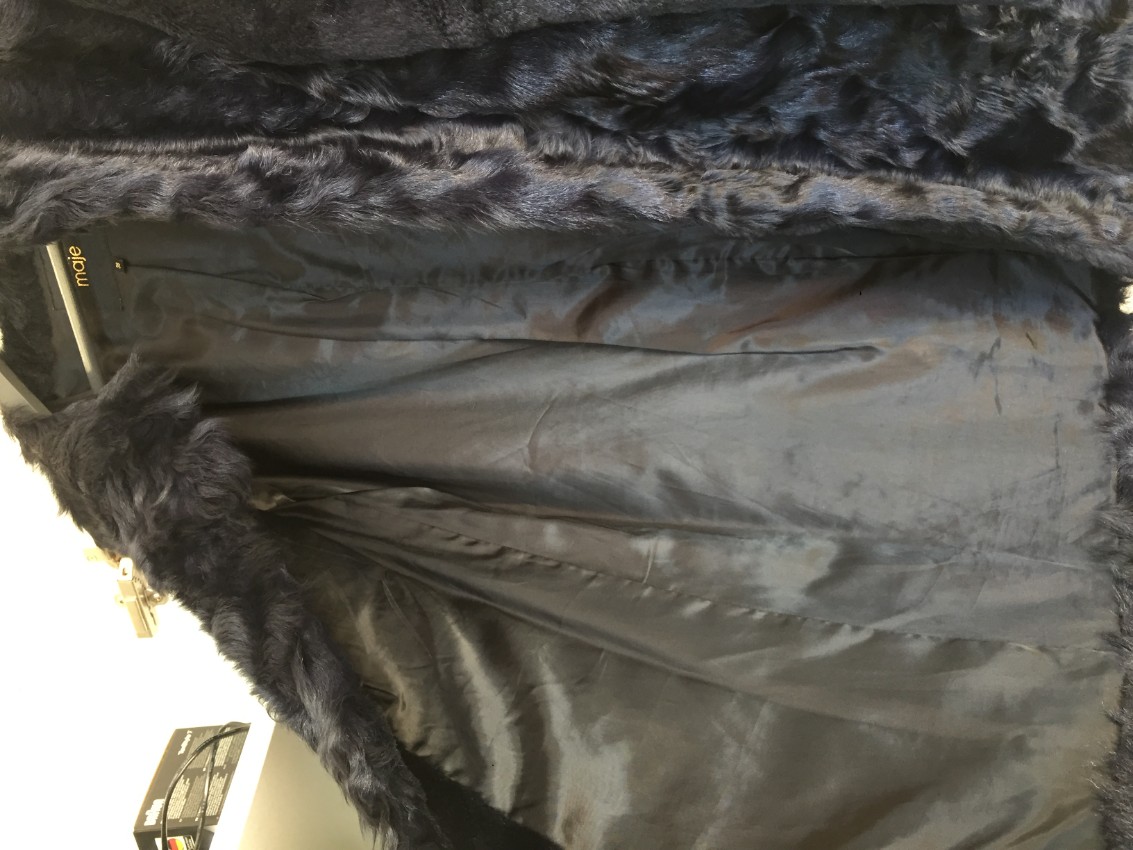 Preowned Maje Blue lamb and rabbit Fur Coat Size S