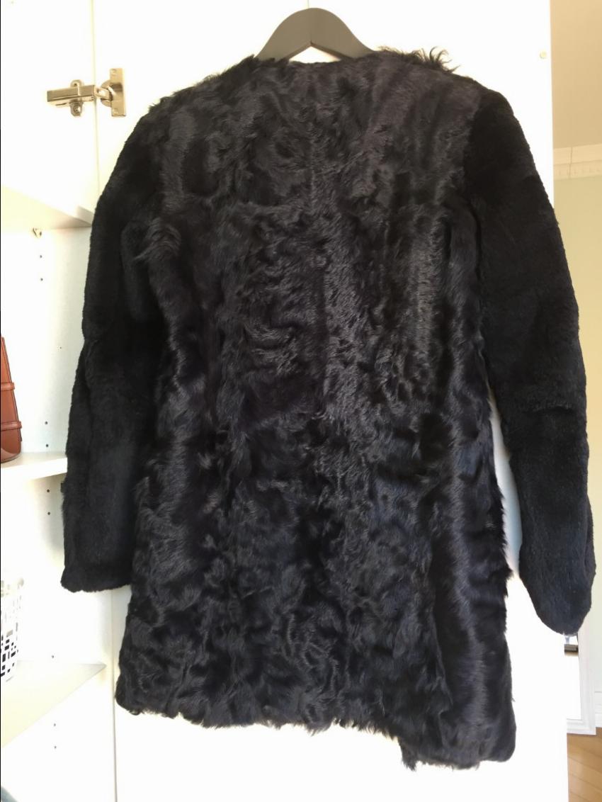 Preowned Maje Blue lamb and rabbit Fur Coat Size S