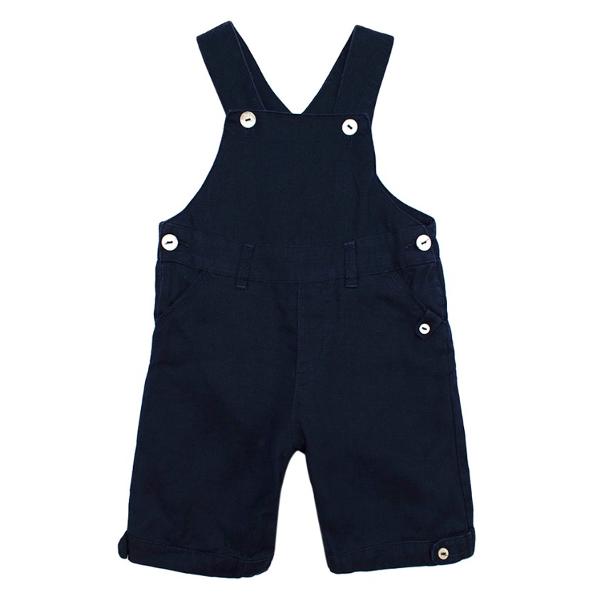 Boys Preowned Tartine et Chocolat Baby Navy dungarees Size 18-24 Months Blue linen