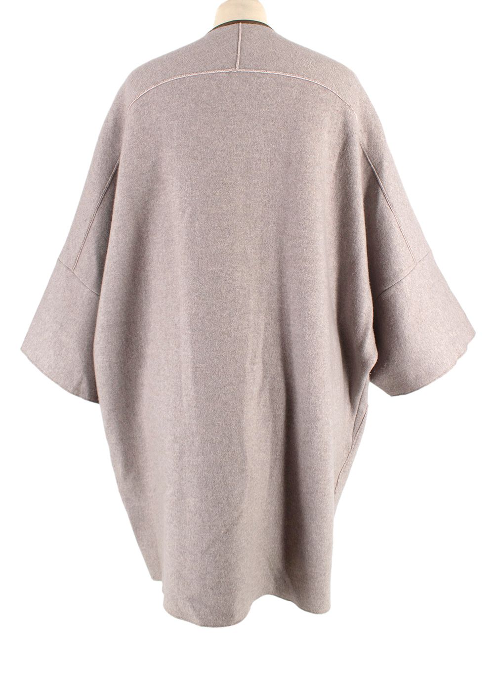 Preowned Agnona Iconic Mink-Trim Cashmere Cape Size M Light Grey