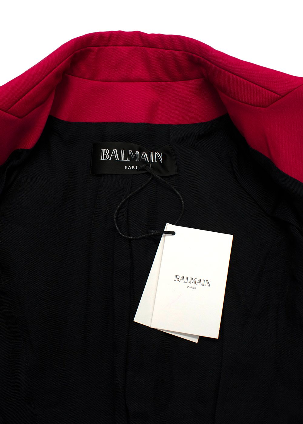 Balmain Raspberry Double Breasted Wool Blazer with Silver Button Detail Size XS