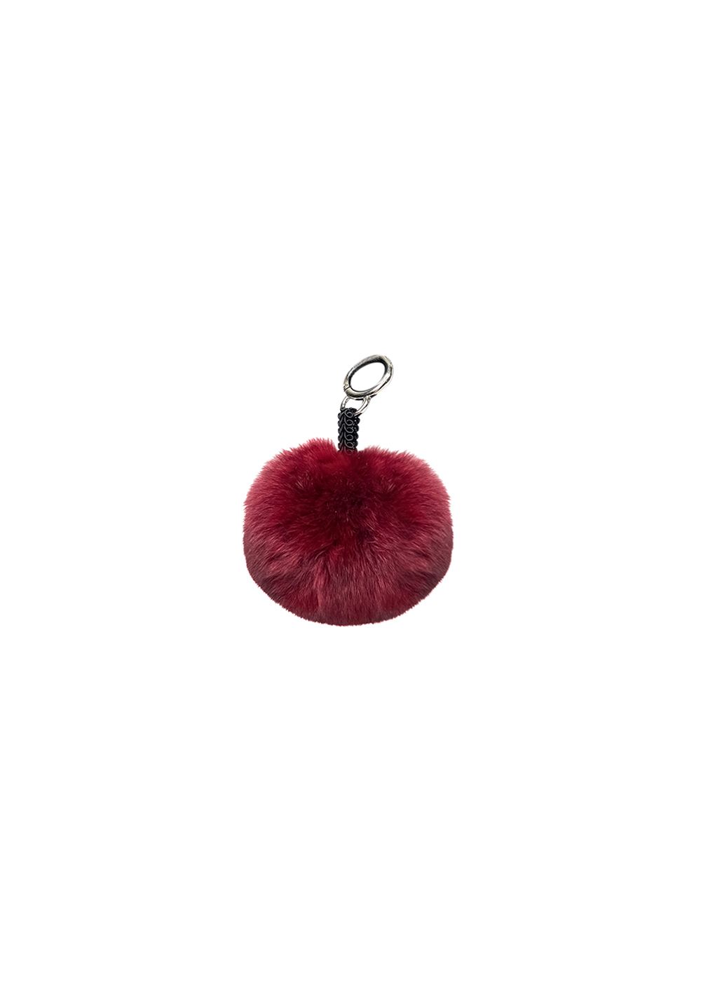 FurbySD Cherry Chinchilla Fur Key Charm Burgundy red