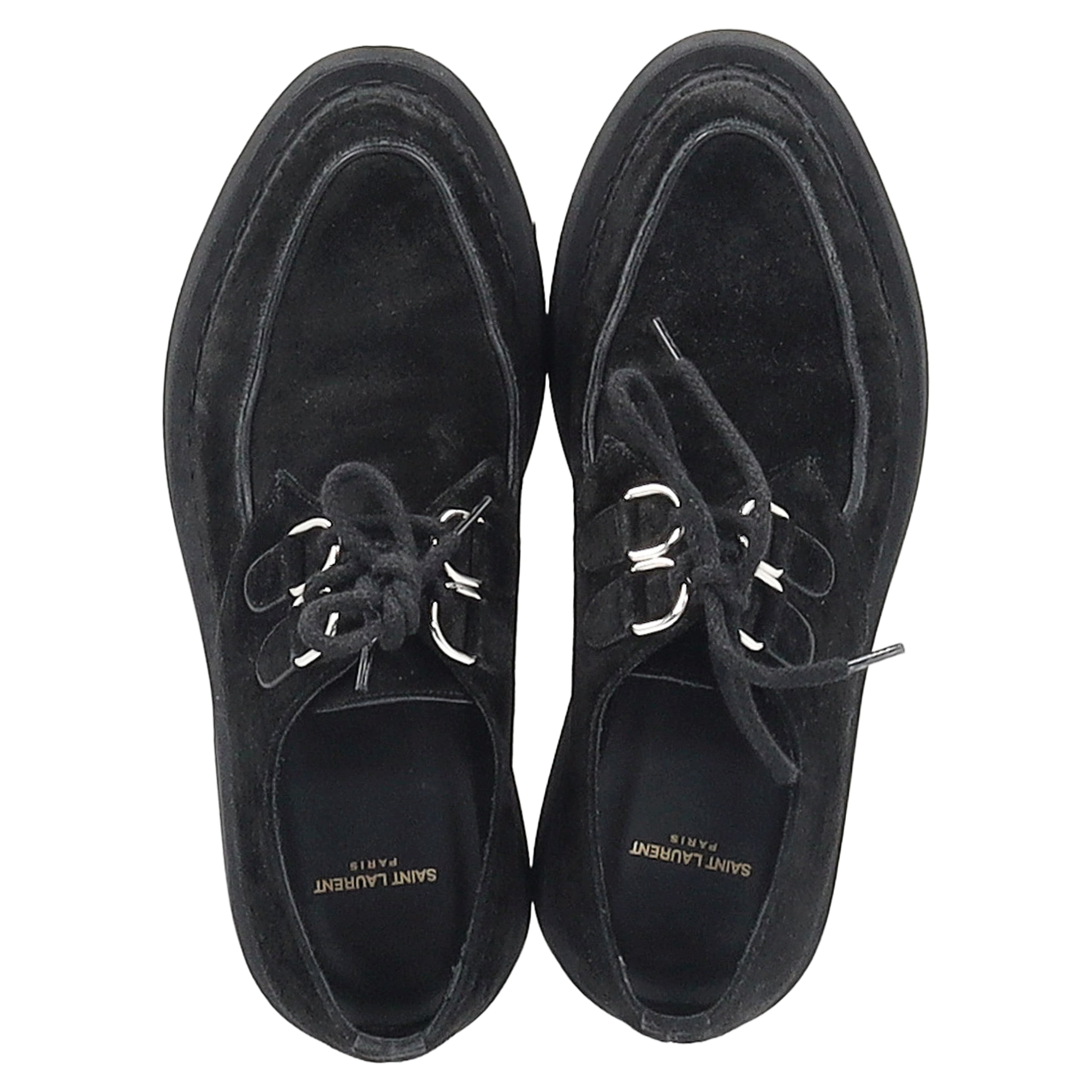 Preowned Saint Laurent Black Suede Teddy Derby shoes Size 39