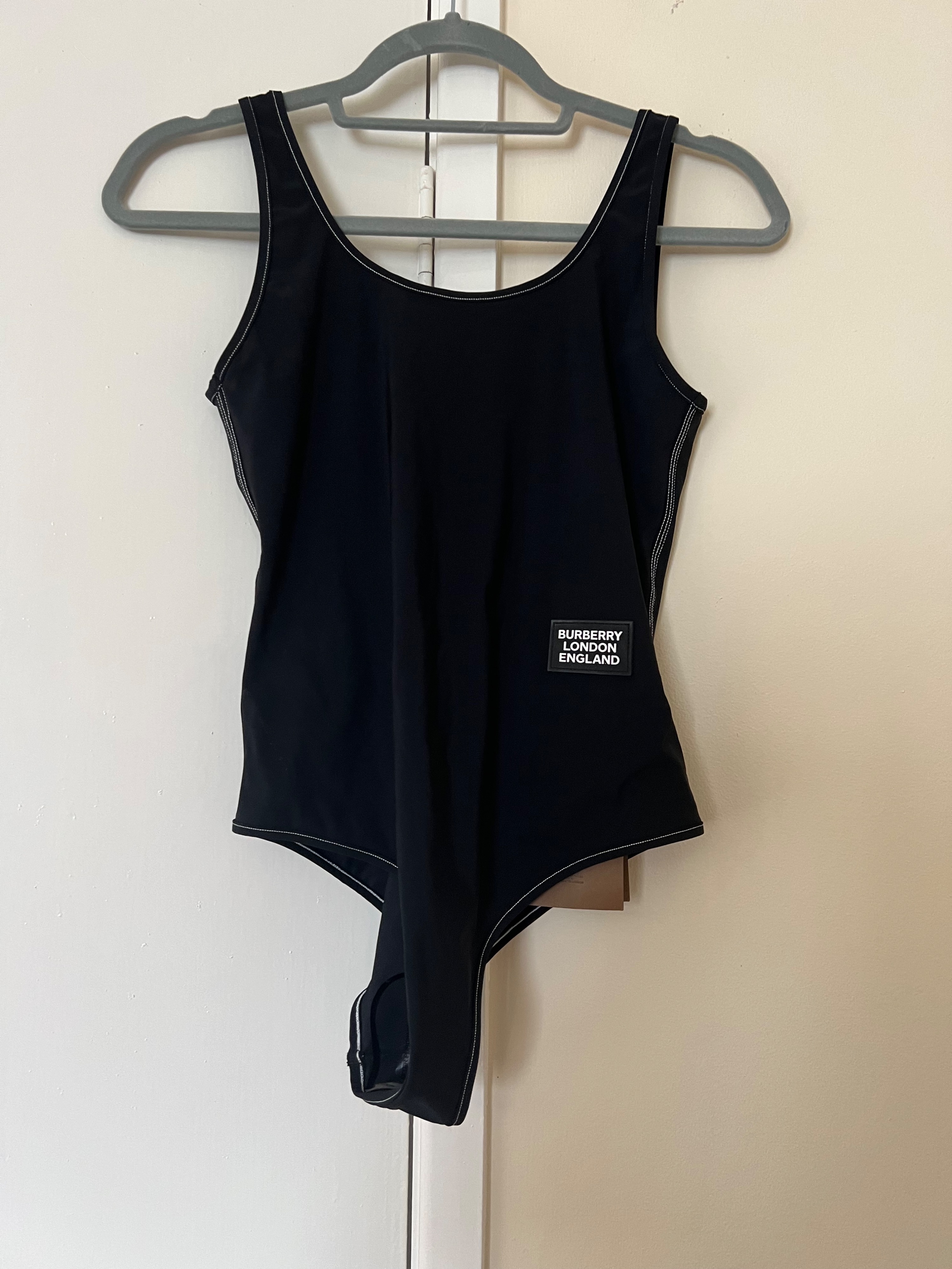 Burberry Black Logo Detail Swimsuit Size S polyamide