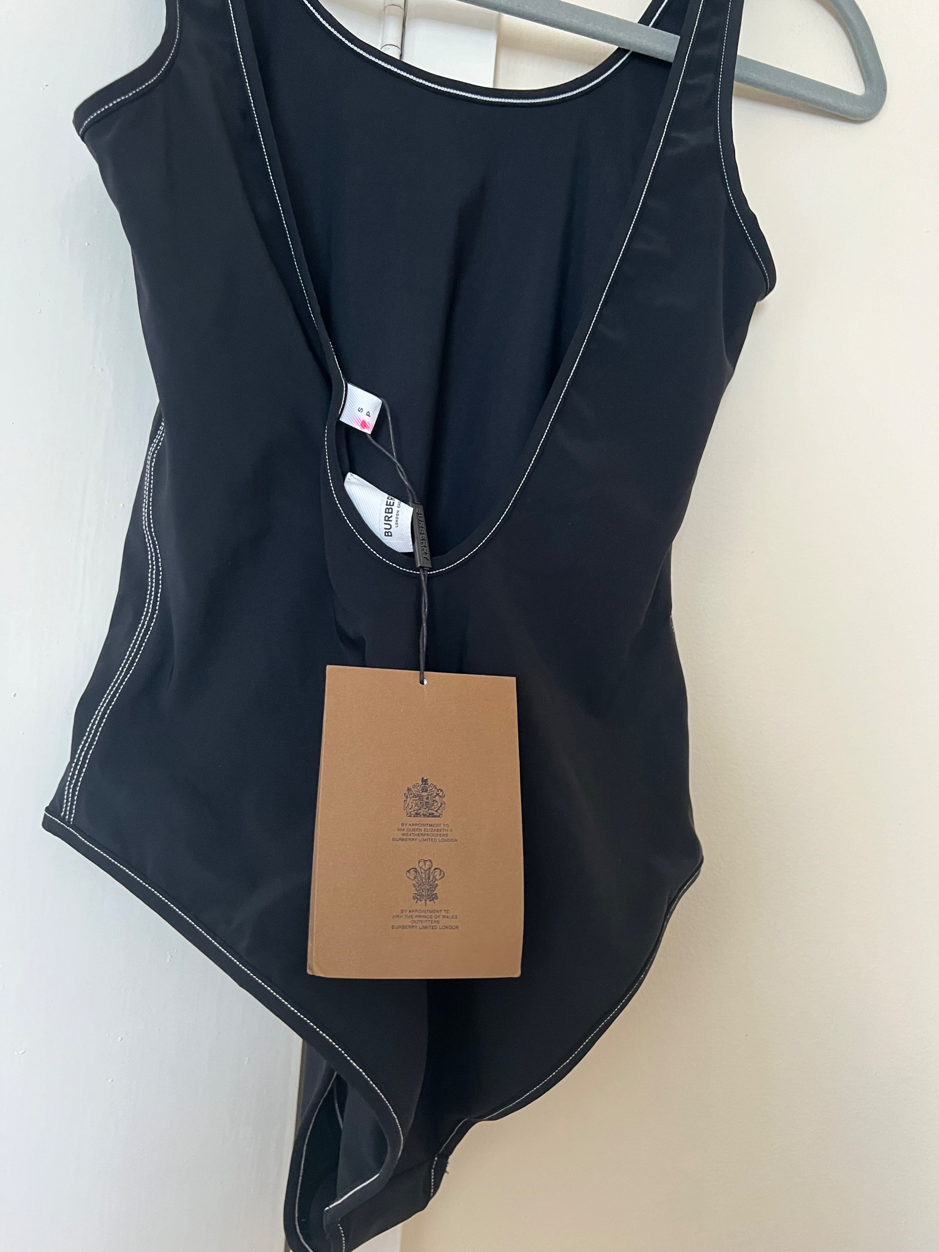 Burberry Black Logo Detail Swimsuit Size S polyamide