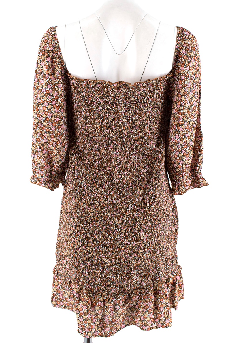 Faithfull The Brand Puff Sleeve Micro Floral Mini Dress Size M Floral / Patterned cotton