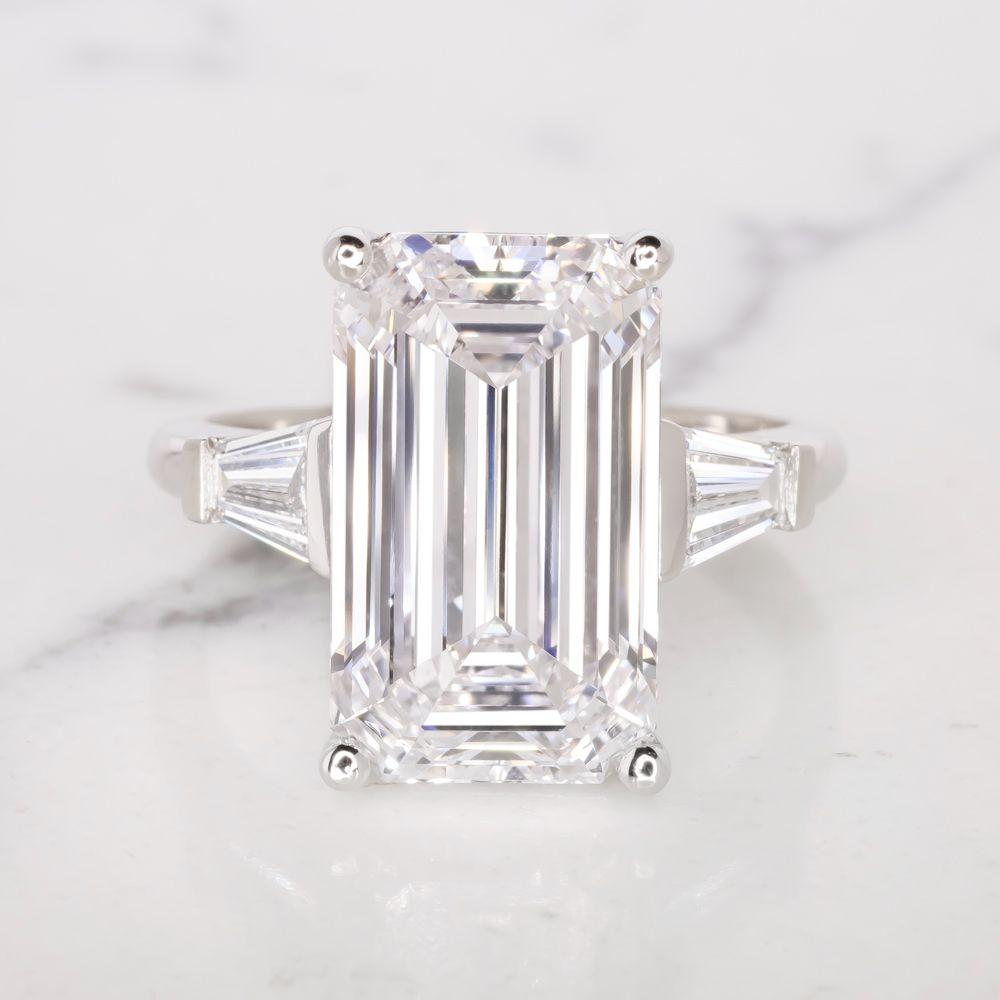 Verde 8ct IGI Certified Emerald Cut Lab-grown Diamond Ring Silver k white gold/lab-grown diamond