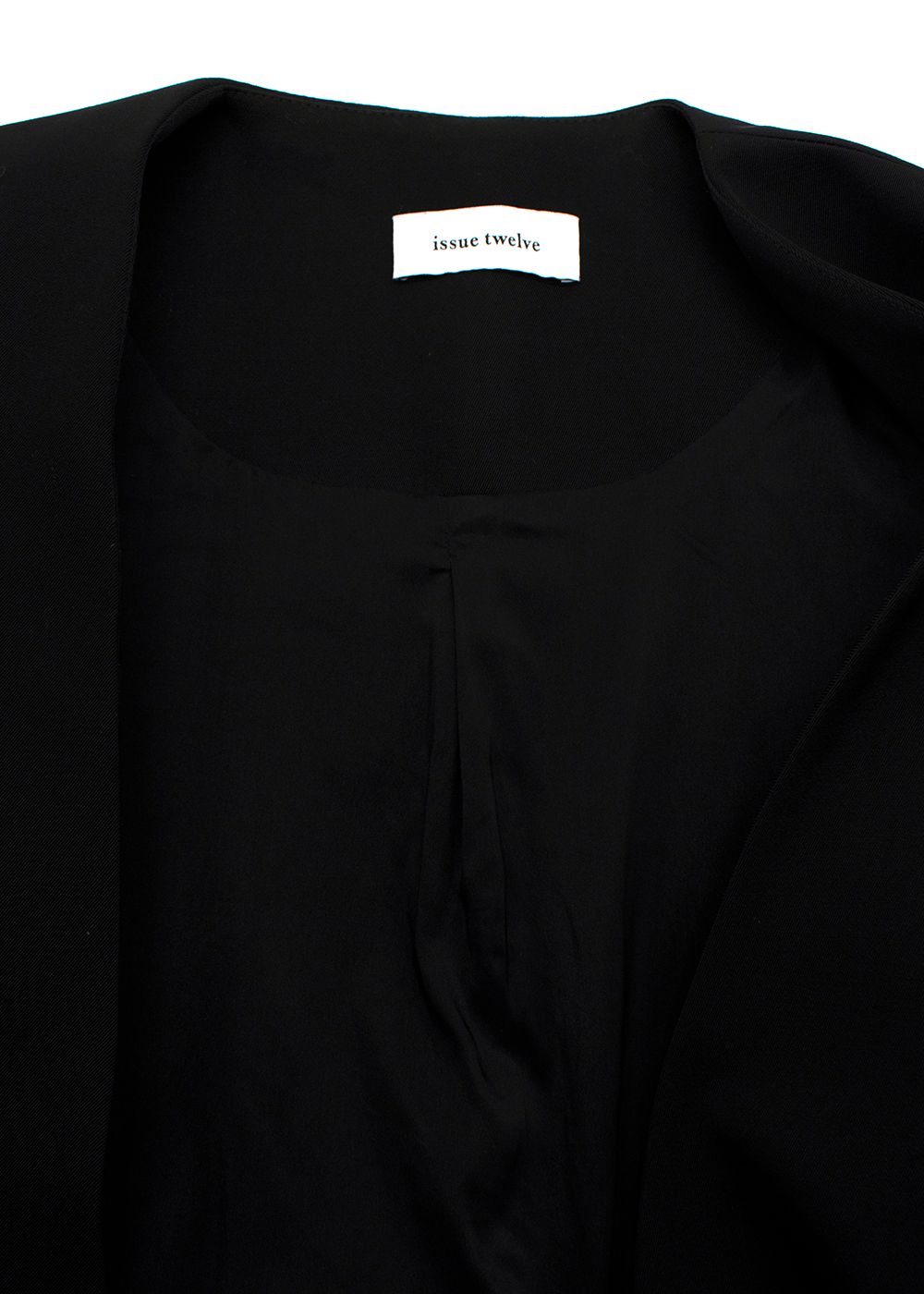 Issue Twelve Black Collarless Single Breasted Blazer Size S wool