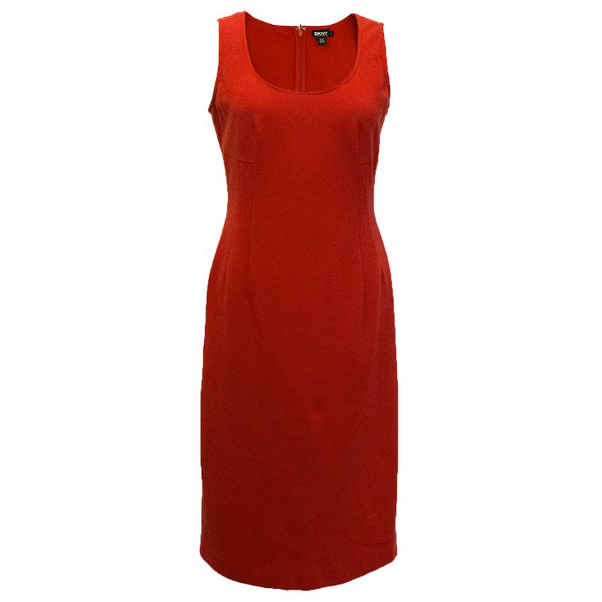 Preowned DKNY Red Sleeveless Dress Size S cotton