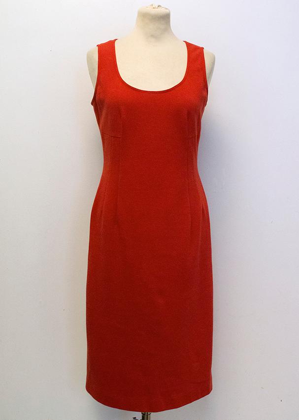 Preowned DKNY Red Sleeveless Dress Size S cotton