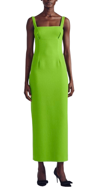 Preowned Emilia Wickstead Green Magdalina Dress Size S apple green hammered crepe