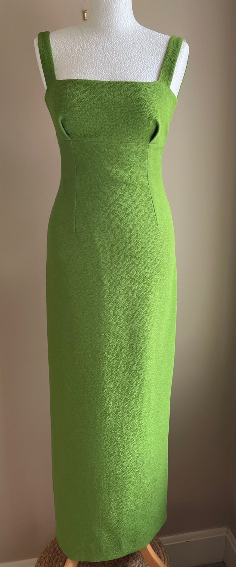 Preowned Emilia Wickstead Green Magdalina Dress Size S apple green hammered crepe