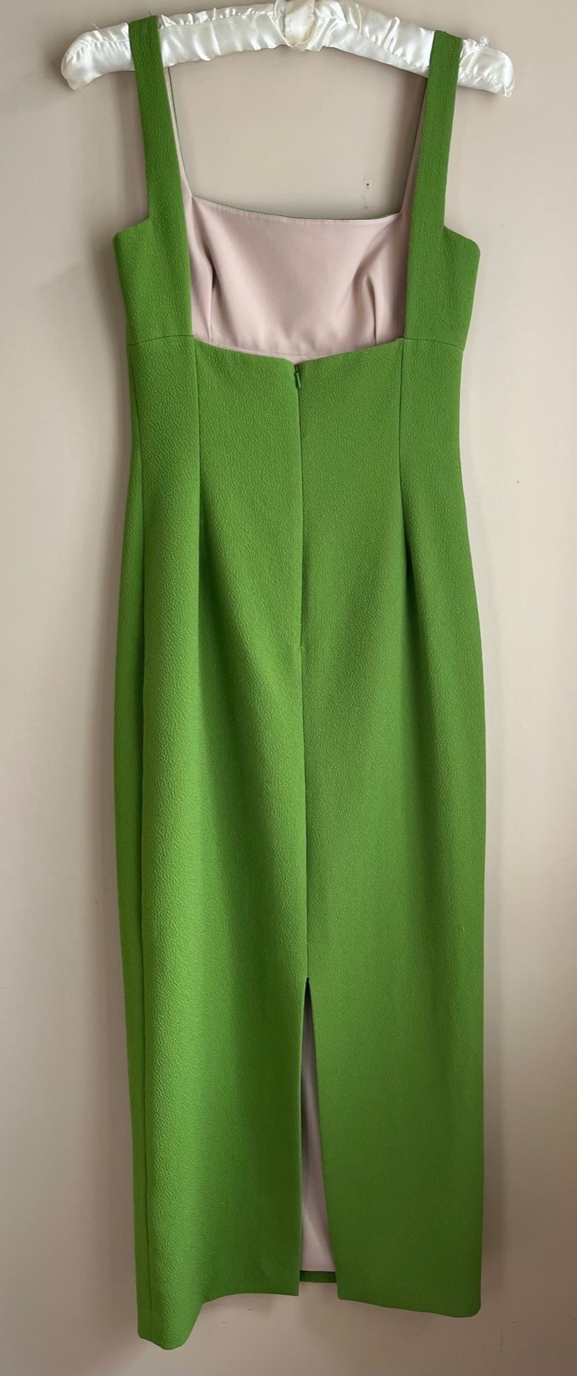 Preowned Emilia Wickstead Green Magdalina Dress Size S apple green hammered crepe