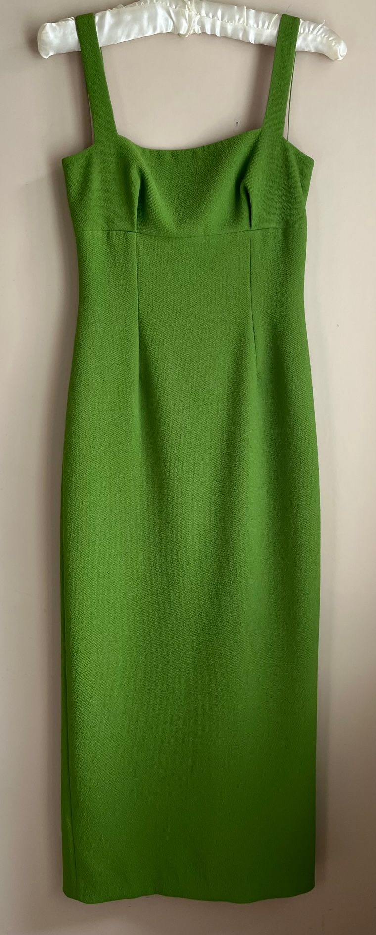 Preowned Emilia Wickstead Green Magdalina Dress Size S apple green hammered crepe