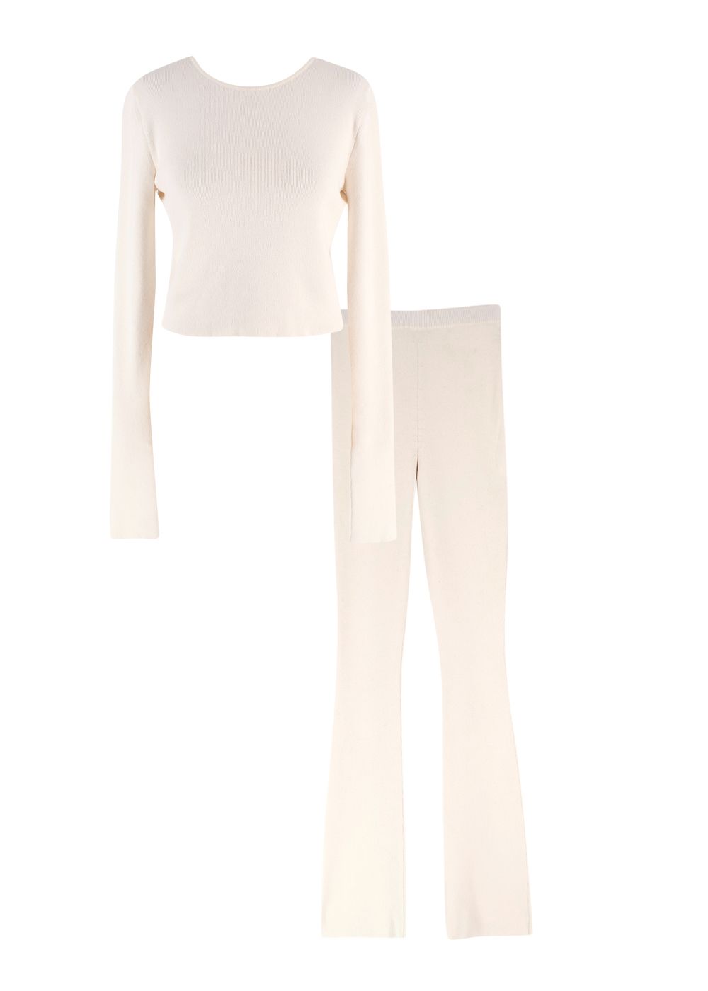 Magda Butrym Cream Knitted Cardigan And Flares Set Size XS cotton/silk/elastane