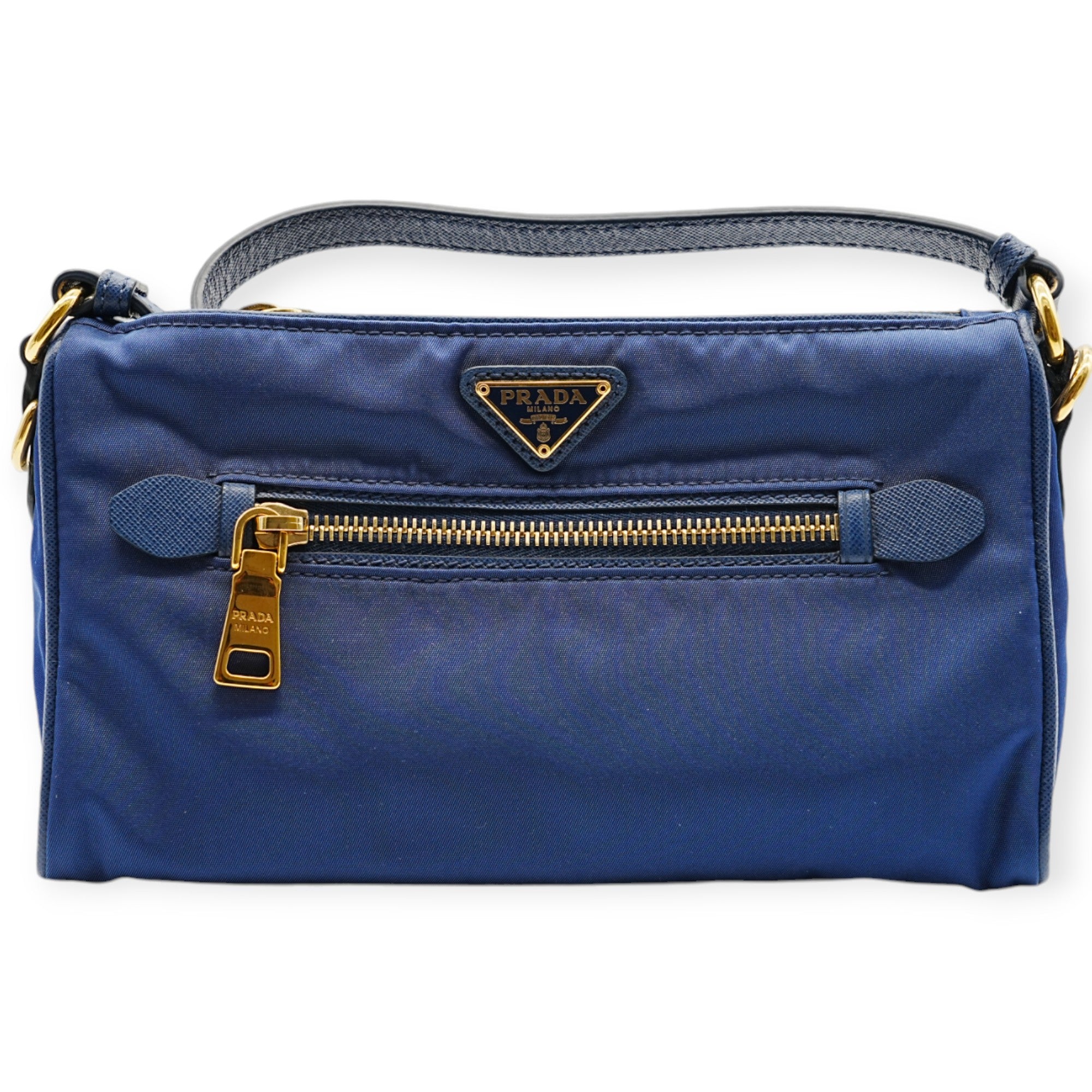 Prada Blue Nylon Shoulder Bag - '10s