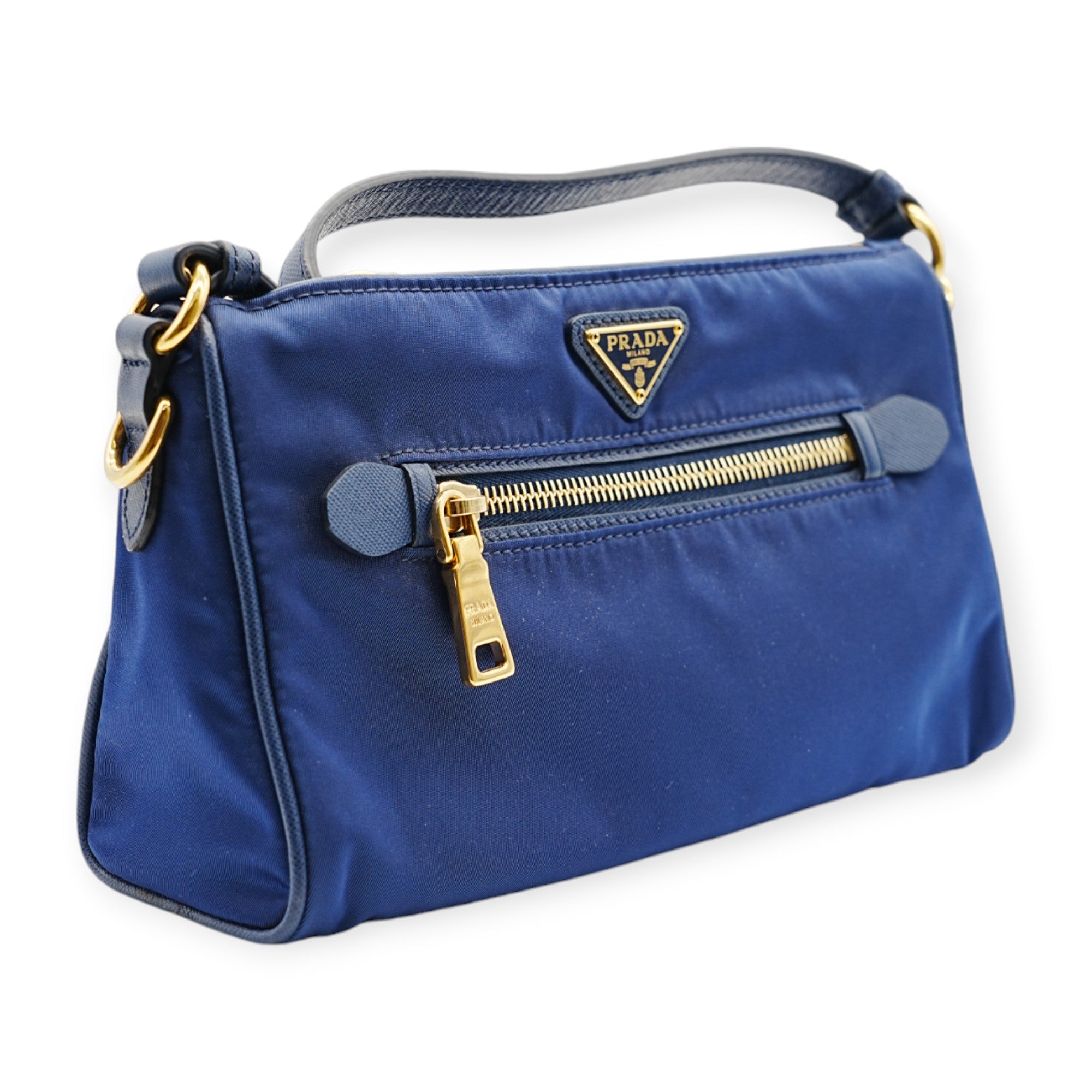 Prada Blue Nylon Shoulder Bag - '10s