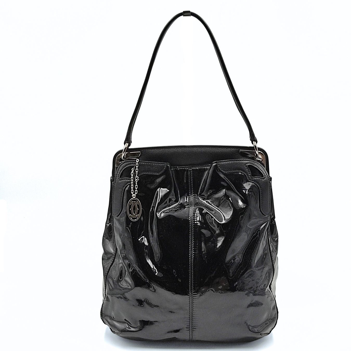 Cartier Cartier Marcello shoulder bag in black patent leather - '10s