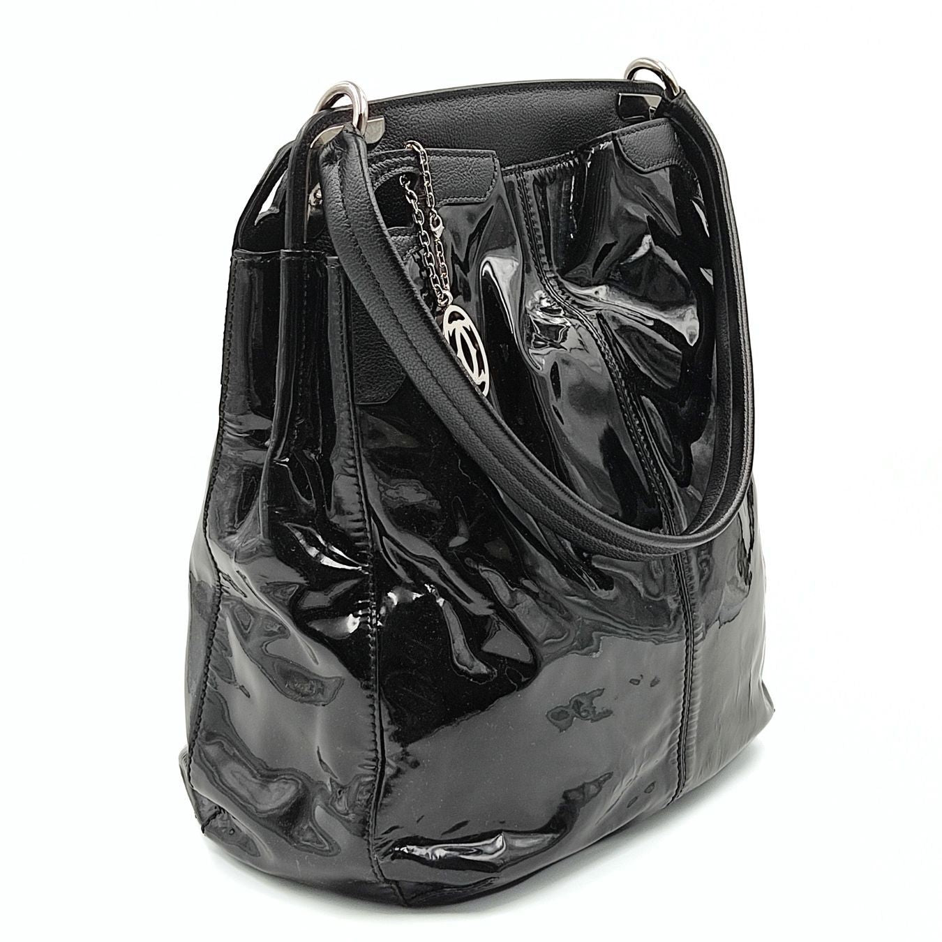 Cartier Cartier Marcello shoulder bag in black patent leather - '10s