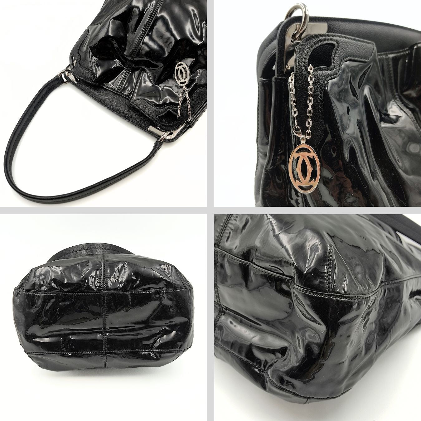 Cartier Cartier Marcello shoulder bag in black patent leather - '10s